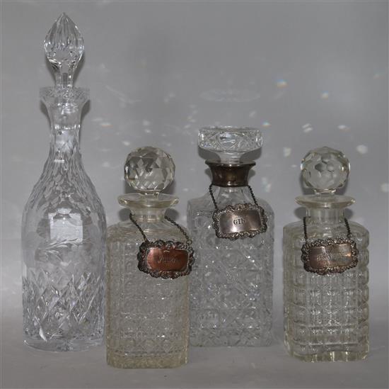 A Victorian cut glass decanters and other decanters